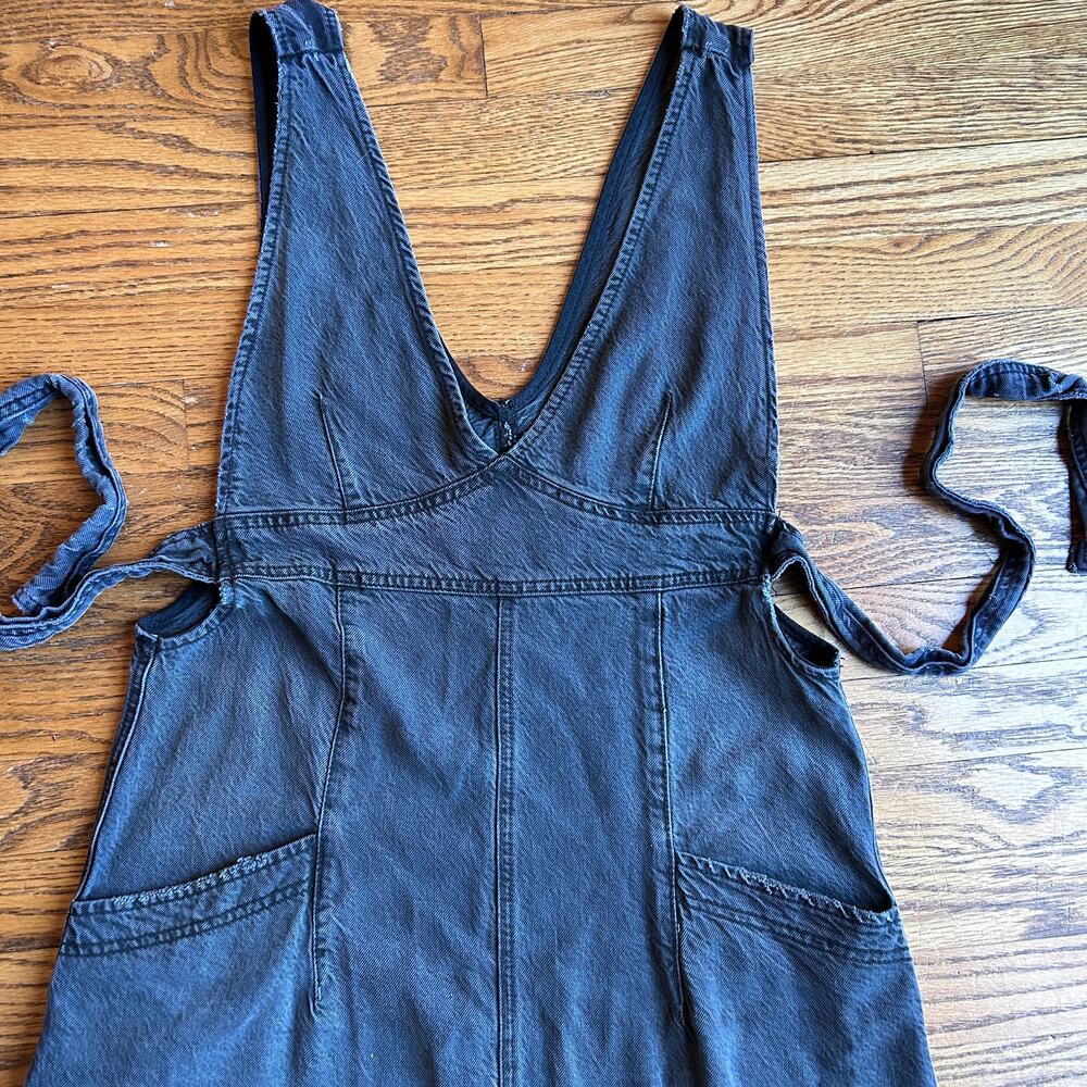 Free People We The Free Wonderland Maxi Dress Black Denim Distressed Size Small - Picture 5 of 11